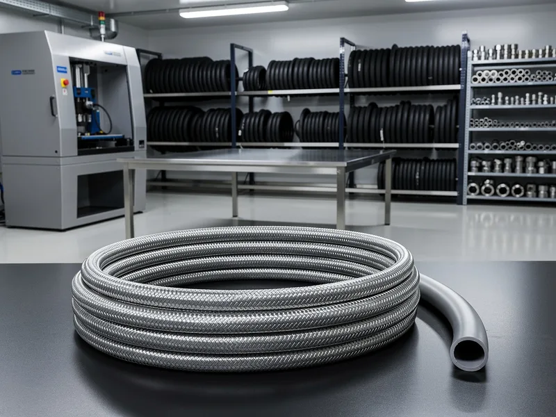 Koyu zeminde paslanmaz örgülü PTFE hortum ve düz termoplastik hortum